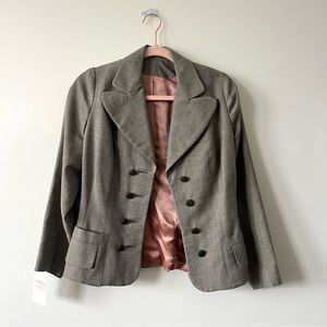 Vintage 1940s Blazer, Gray Tone, Double Breasted Buttons, Rounded Lapel, Size S